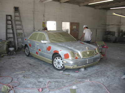 prepped mbz auto body paint collision